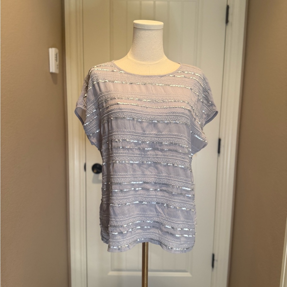 Chelsea28 Light Gray Textured Blouse - Picture 1 of 4